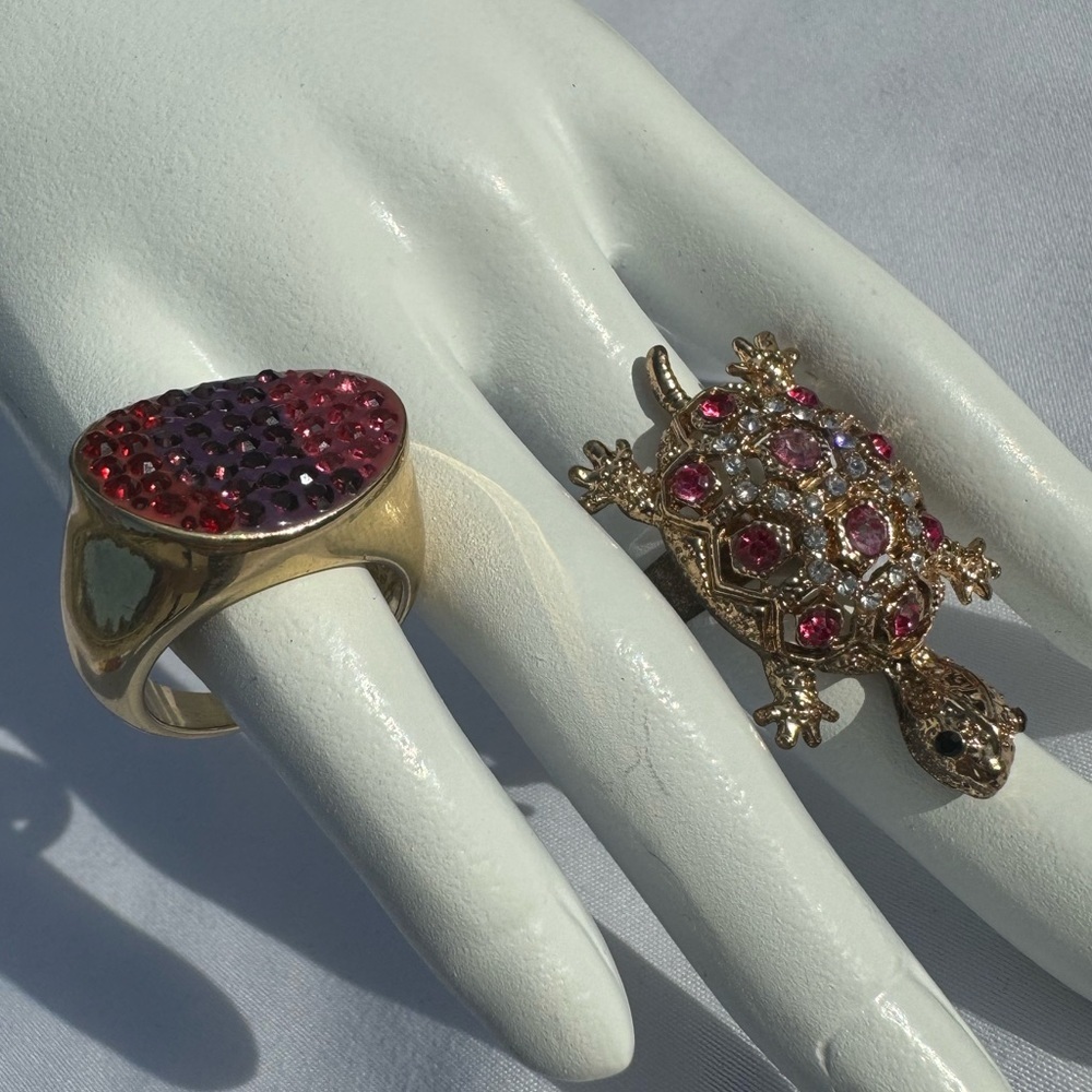 Cute Turtle Rhinestone Ring Set - Picture 4 of 6